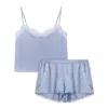 House Of Silk Women's Golden Camisole Set Ice Blue In Blue