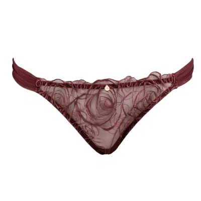 House Of Silk Women's Lucy Lace & Tulle Thong Claret Red