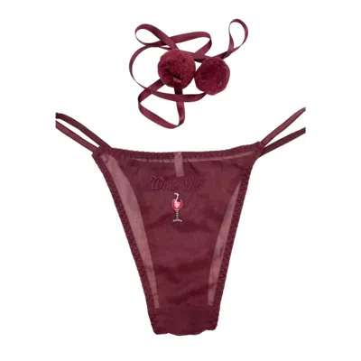 House Of Silk Women's Poms Chiffon Wine Girl Embroidered Panty In Red