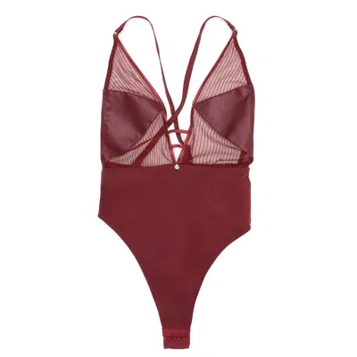 House Of Silk Women's Red Fleur Bodysuit Burgundy