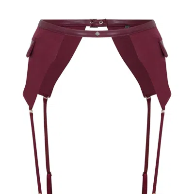 House Of Silk Women's Red Fleur Garter Belt Burgundy