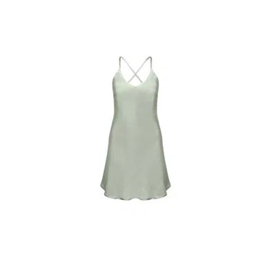 House Of Silk Women's Silky Satin Slip Dress Mint Green