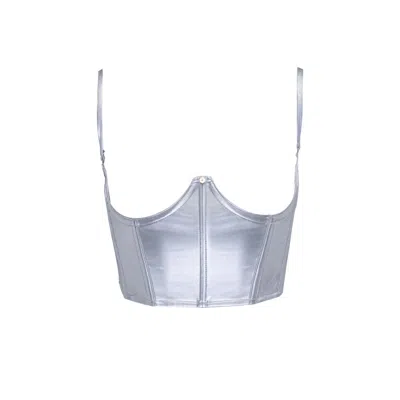 House Of Silk Women's Tina Vegan Leather Corset Silver