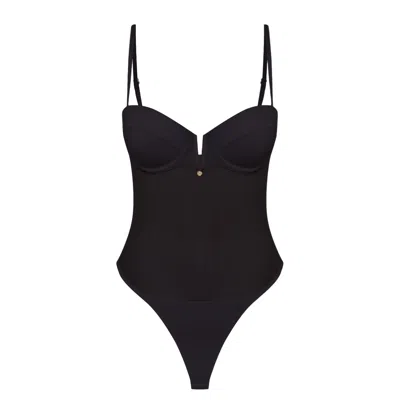 House Of Silk Women's Viola Backed Push Up Tulle Bodysuit Black
