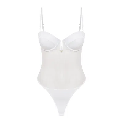 House Of Silk Women's Viola Push Up Tulle Bodysuit  White