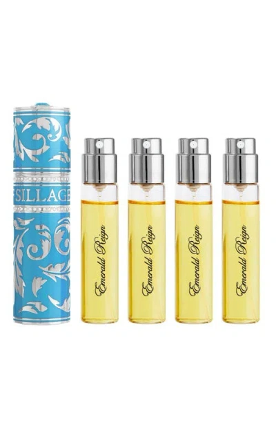 House Of Sillage Arabesque Collection Aquamarine Travel Case & Emerald Reign Fragrance Gift Set In Transparent