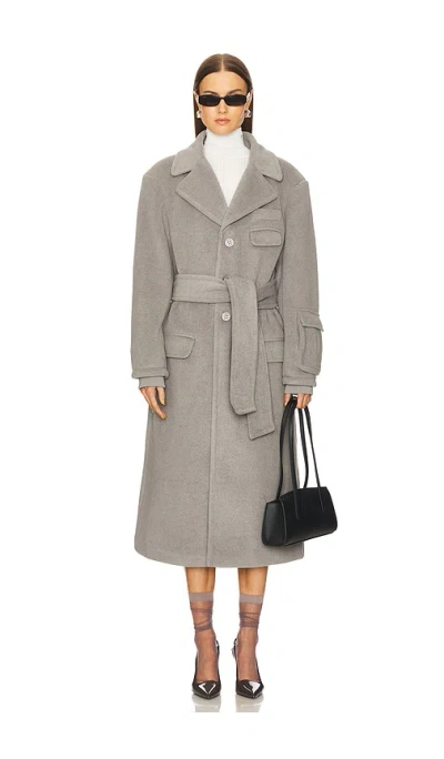 House Of Sunny Accent Overcoat In School Grey