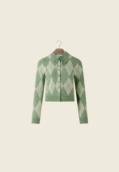 House Of Sunny Argyle Lounge Cardigan In Green