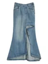 House Of Sunny Asymmetric Fishtail Denim Skirt In Blue