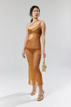 HOUSE OF SUNNY ATHENA SHEER KNIT MIDI DRESS IN BRONZE, WOMEN'S AT URBAN OUTFITTERS