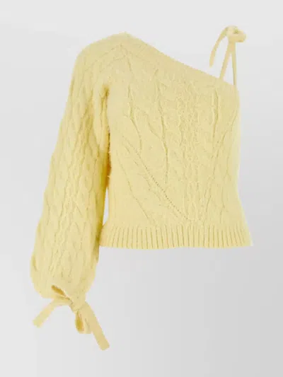 HOUSE OF SUNNY BABY CHICK CABLE KNIT ONE-SHOULDER SWEATER