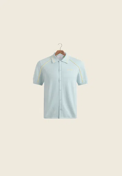 House Of Sunny Button Down Knitted Polo In Blue