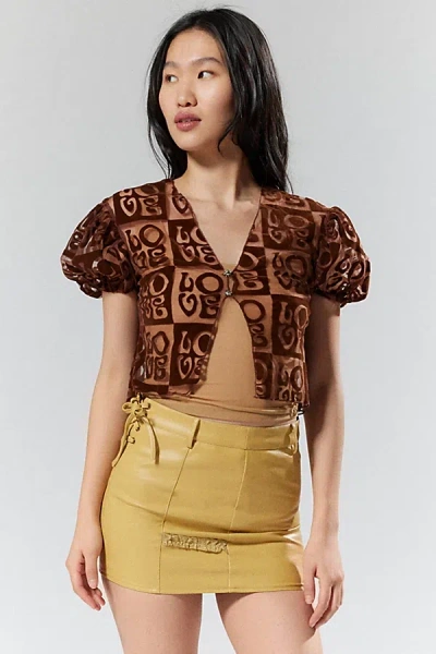 House Of Sunny Casa Amor Flyaway Top In Chocolate, Women's At Urban Outfitters