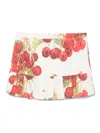 House Of Sunny Cherry-print Pleated Skirt In White
