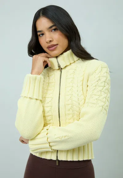 House Of Sunny Rolled Cuff Peggy Cardigan In Yellow