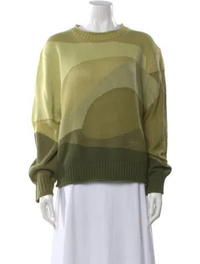 Pre-owned House Of Sunny Colorblock Pattern Crew Neck Sweater In Green