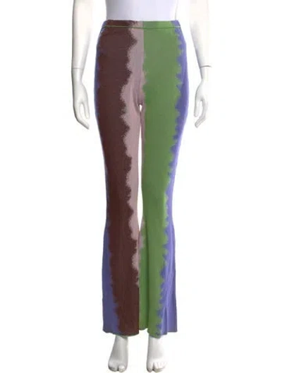 Pre-owned House Of Sunny Colorblock Pattern Flared Pants In Green