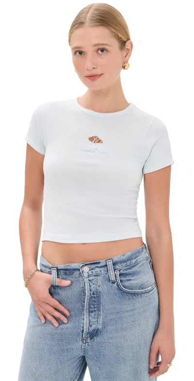 House Of Sunny Croissant Baby Tee Soft Blue In White