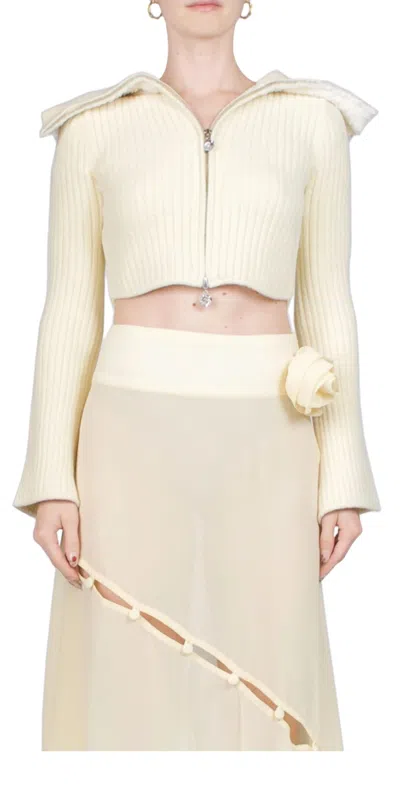 House Of Sunny Double Collar Peggy Cardigan In Butter In Yellow