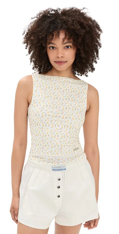 House Of Sunny Double Layer Buttercup Mesh Vest Butter In Neutral