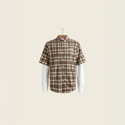 House Of Sunny Double Layered Button Down In Brown