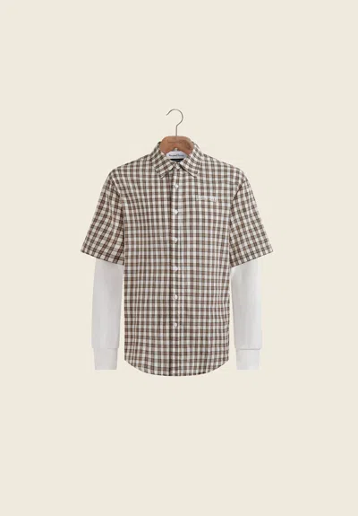 House Of Sunny Double Layered Button Down In Brown