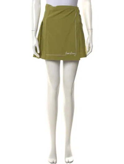 Pre-owned House Of Sunny Embroidered Accent Mini Skirt In Green
