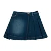 House Of Sunny Womens Fade Pleated Denim Mini Skirt Blue Rinse In Denim