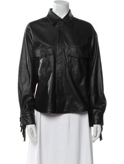 Pre-owned House Of Sunny Faux Leather Biker Jacket In Black