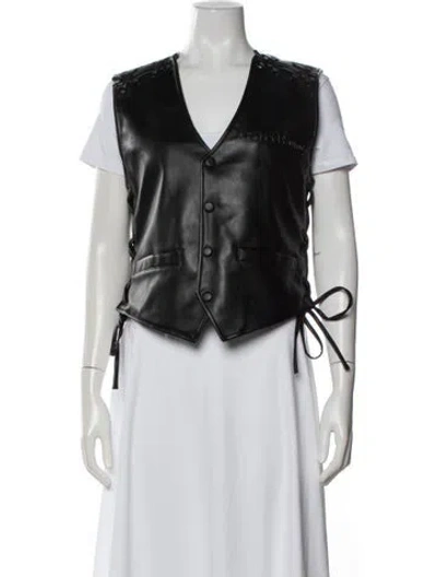 Pre-owned House Of Sunny Faux Leather Vest In Black