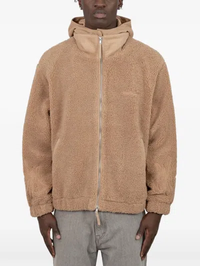 House Of Sunny Flame-embroidered Fleece Jacket In Brown