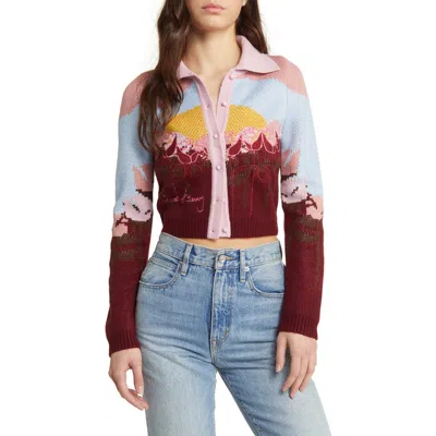House Of Sunny Garden Of Eden Tripper Intarsia Cardigan In Multi
