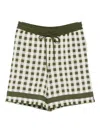 House Of Sunny Gingha-check Drawstring Shorts In Green