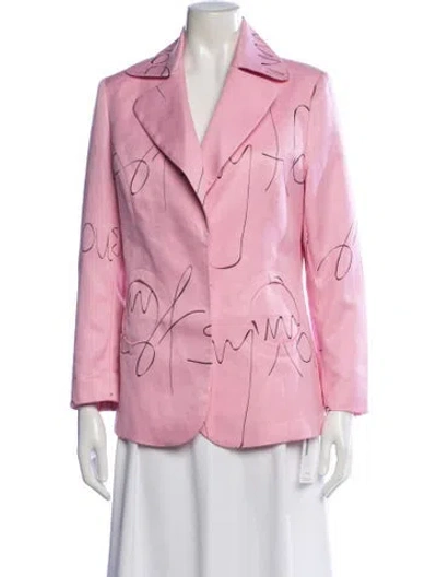Pre-owned House Of Sunny Graphic Print Blazer In Pink