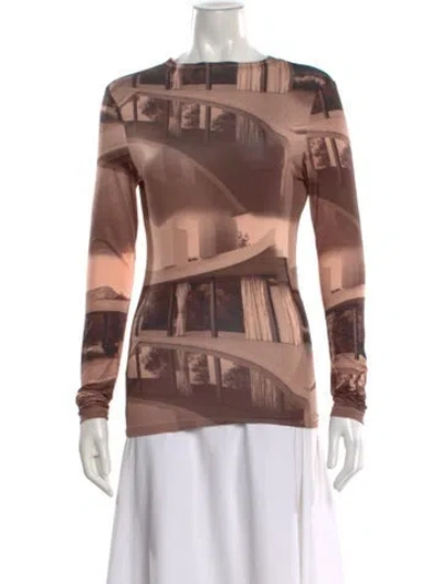 Pre-owned House Of Sunny Graphic Print Crew Neck Top In Pink