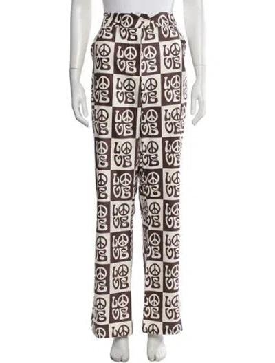 Pre-owned House Of Sunny Graphic Print Flared Pants In Multi