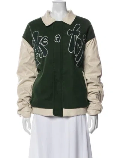 Pre-owned House Of Sunny Graphic Print Jacket In Green