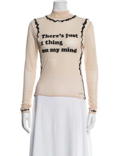 Pre-owned House Of Sunny Graphic Print Mock Neck Top In Pink