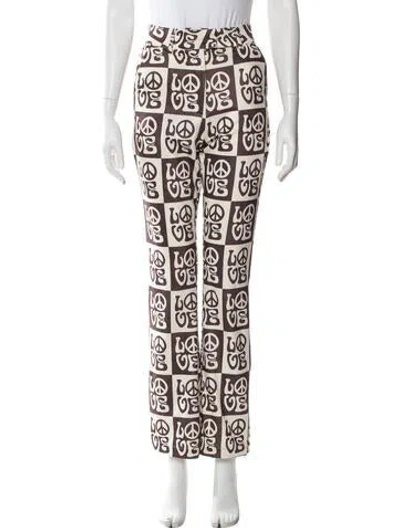 Pre-owned House Of Sunny Graphic Print Straight Leg Pants In Neutral