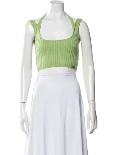 Pre-owned House Of Sunny Halterneck Sleeveless Crop Top In Green