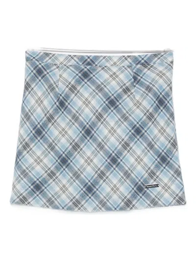 House Of Sunny Heritage Plaid Bias-cut Mini Skirt In Gray