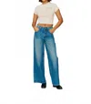 House Of Sunny Low Rise Wide Leg Denim Jeans In Blue Wash In Blue