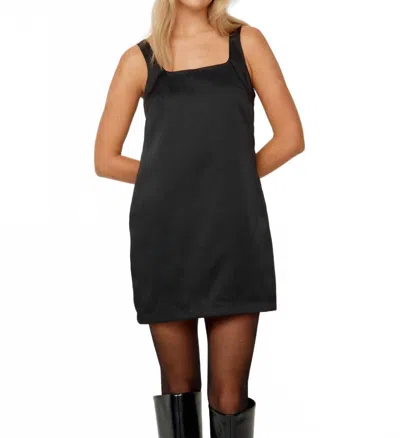 House Of Sunny Mini Satin Shift Dress In Jet Black
