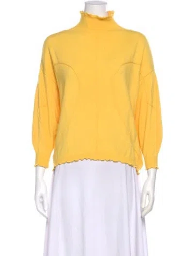 Pre-owned House Of Sunny Mock Neck Three-quarter Sleeve Sweatshirt In Yellow