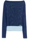 House Of Sunny Womens Royal Blue Layer Boat-neck Recycled-polyester Blend Stretch-mesh Top In Blue