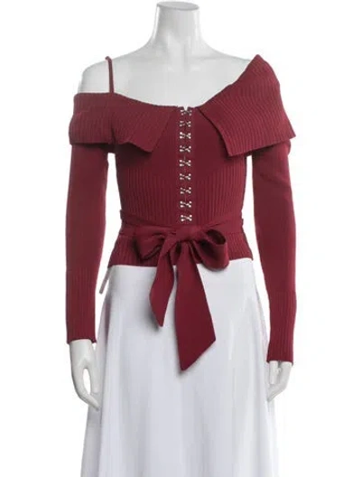 Pre-owned House Of Sunny Off-the-shoulder Sweater In Red