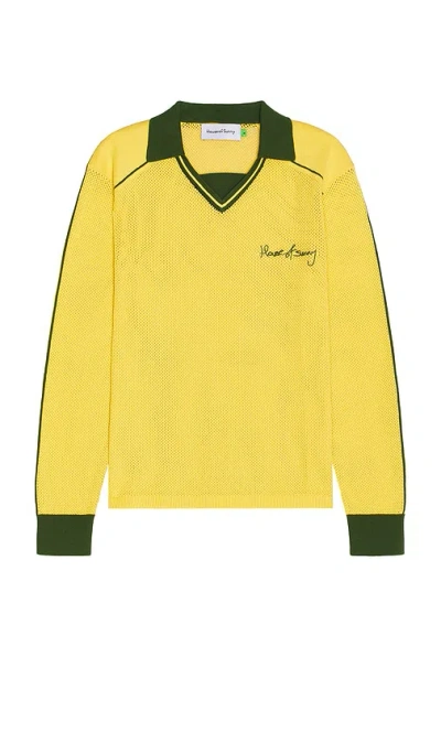 House Of Sunny Open Knit Retro Collar Sports Top In Yellow