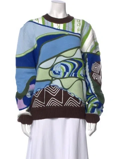 Pre-owned House Of Sunny Patterned Crew Neck Sweater W/ Tags In Blue