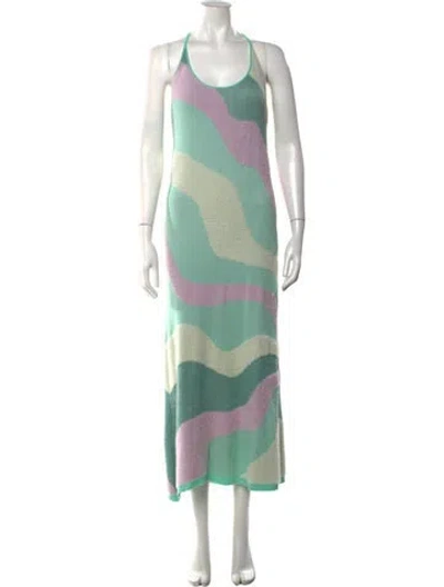 Pre-owned House Of Sunny Patterned Halterneck Sweater In Green