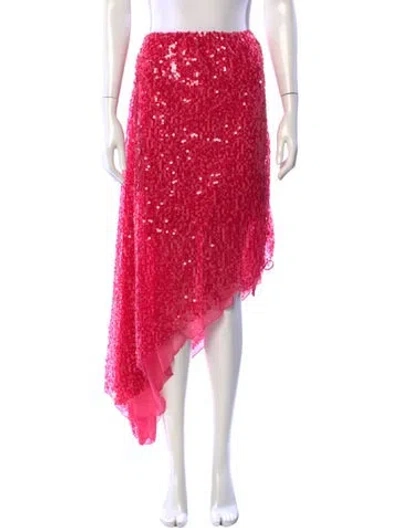 Pre-owned House Of Sunny Patterned Midi Length Skirt In Pink